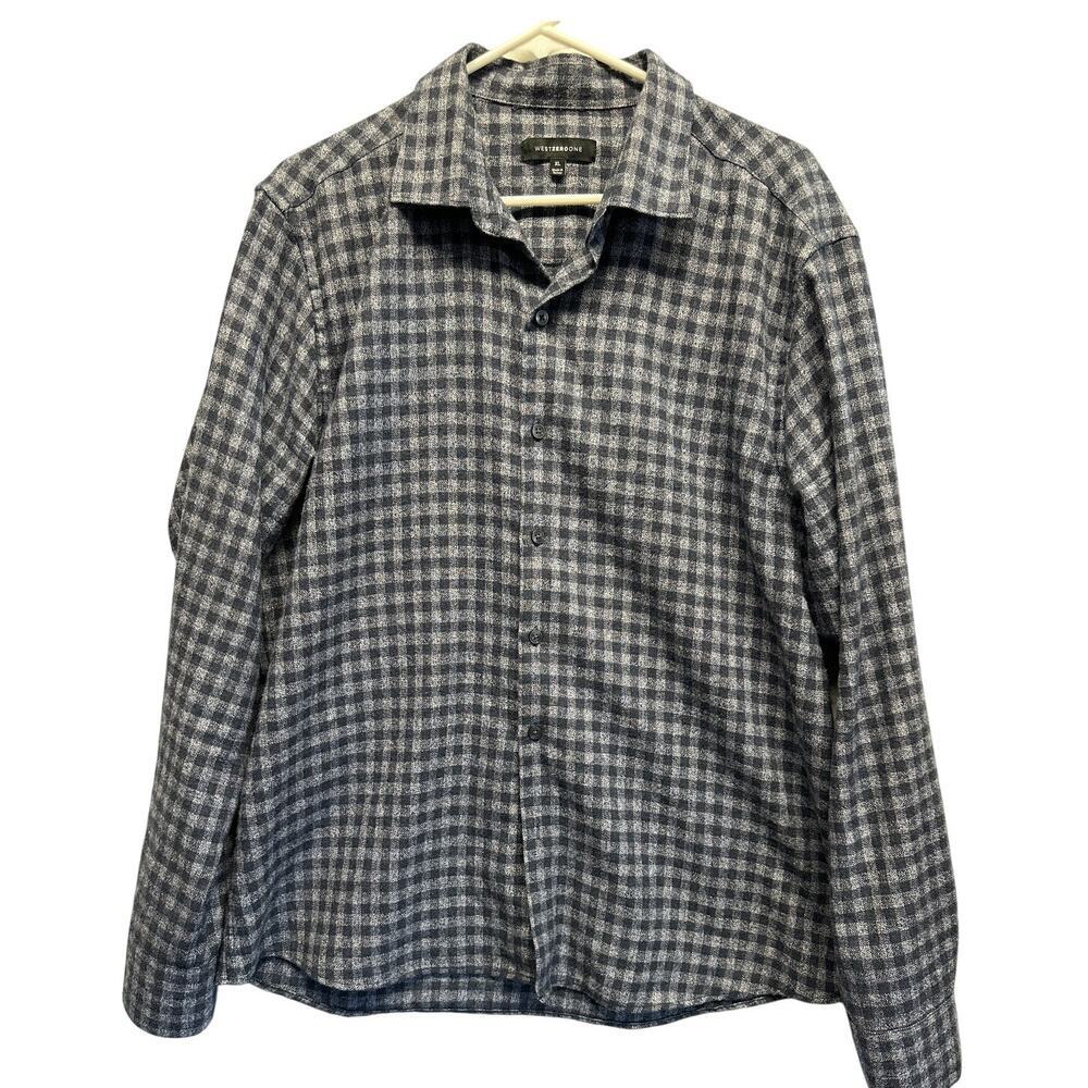 Westzeroone Men Blue‎ Check Long-Sleeve Button-Down Flannel Shirt Sz XL